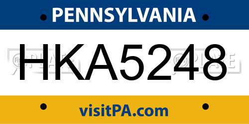 HKA5248 Pennsylvania License Plate
