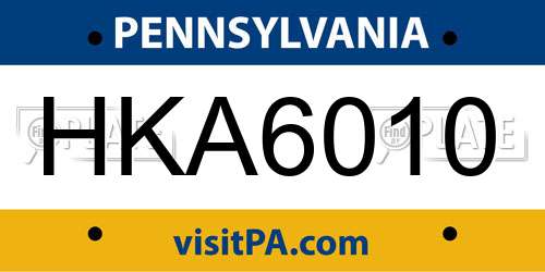 HKA6010 Pennsylvania License Plate