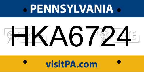 HKA6724 Pennsylvania License Plate