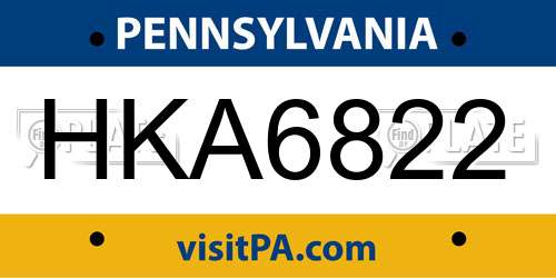 HKA6822 Pennsylvania License Plate