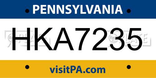 HKA7235 Pennsylvania License Plate