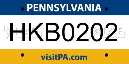 HKB0202 Pennsylvania License Plate