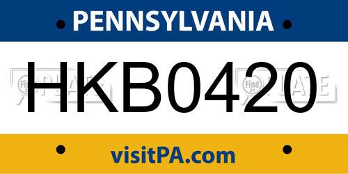 HKB0420 Pennsylvania License Plate