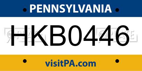 HKB0446 Pennsylvania License Plate