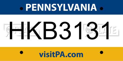 HKB3131 Pennsylvania License Plate