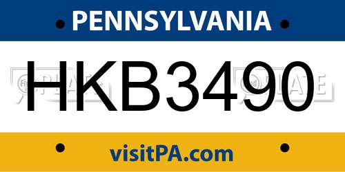 HKB3490 Pennsylvania License Plate