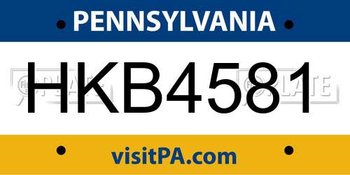 HKB4581 Pennsylvania License Plate