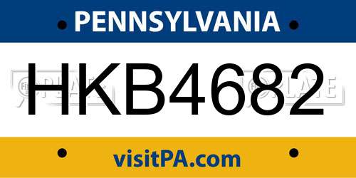 HKB4682 Pennsylvania License Plate