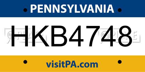 HKB4748 Pennsylvania License Plate