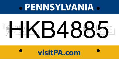 HKB4885 Pennsylvania License Plate