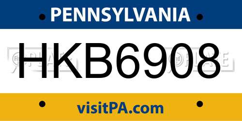 HKB6908 Pennsylvania License Plate
