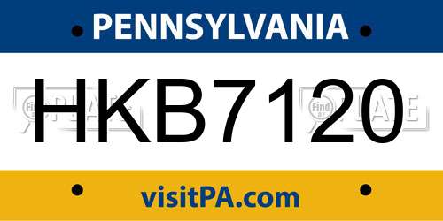 HKB7120 Pennsylvania License Plate