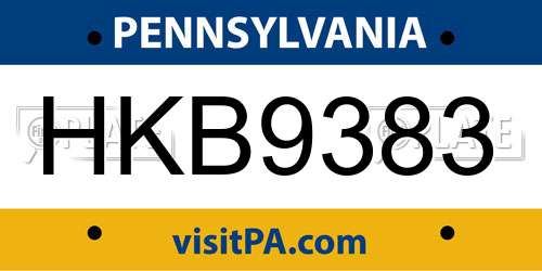 HKB9383 Pennsylvania License Plate
