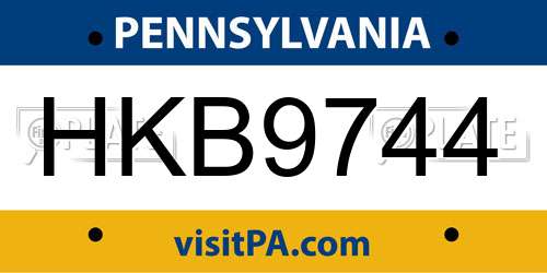 HKB9744 Pennsylvania License Plate
