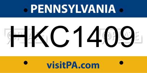 HKC1409 Pennsylvania License Plate