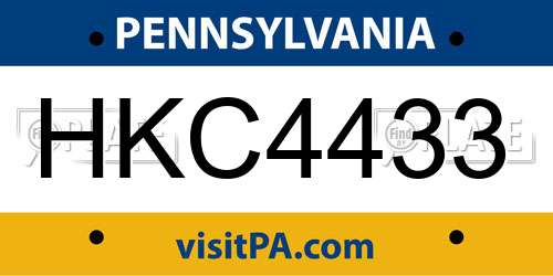 HKC4433 Pennsylvania License Plate