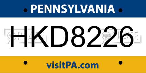 HKD8226 Pennsylvania License Plate