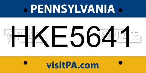 HKE5641 Pennsylvania License Plate