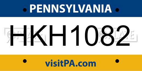 HKH1082 Pennsylvania License Plate
