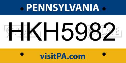 HKH5982 Pennsylvania License Plate