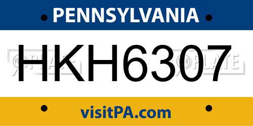 HKH6307 Pennsylvania License Plate
