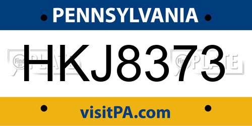 HKJ8373 Pennsylvania License Plate