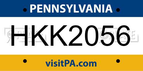 HKK2056 Pennsylvania License Plate