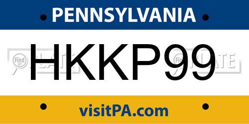 HKKP99 Pennsylvania License Plate