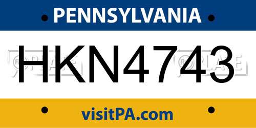 HKN4743 Pennsylvania License Plate