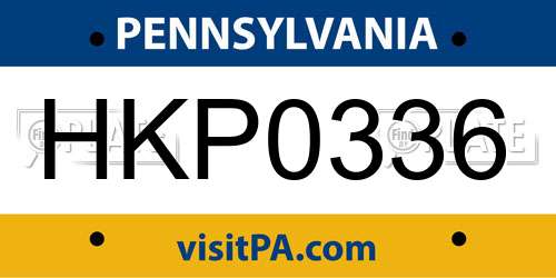 HKP0336 Pennsylvania License Plate