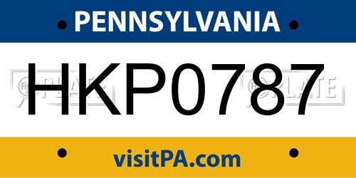 HKP0787 Pennsylvania License Plate