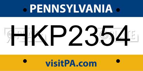 HKP2354 Pennsylvania License Plate