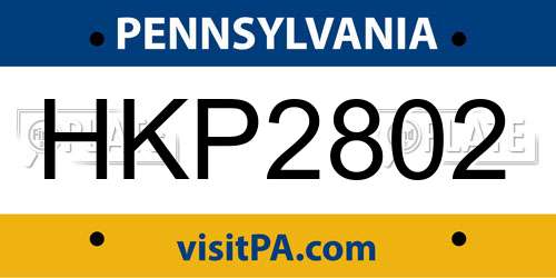 HKP2802 Pennsylvania License Plate