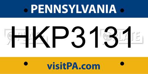 HKP3131 Pennsylvania License Plate