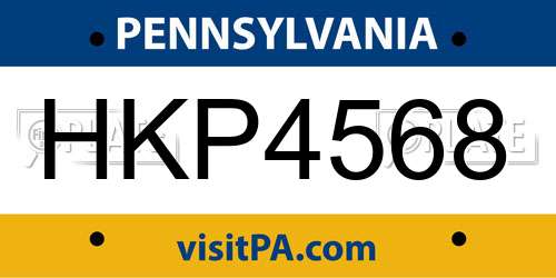 HKP4568 Pennsylvania License Plate