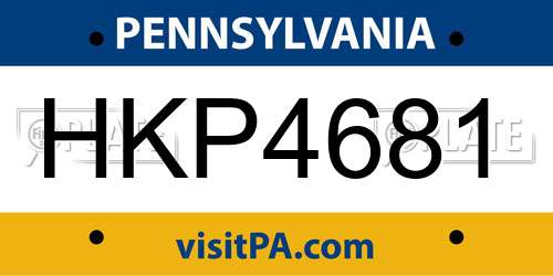 HKP4681 Pennsylvania License Plate