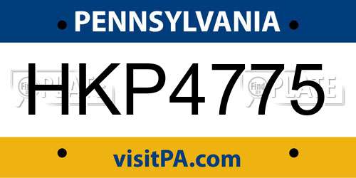 HKP4775 Pennsylvania License Plate