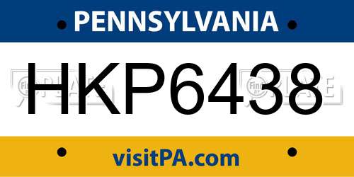 HKP6438 Pennsylvania License Plate