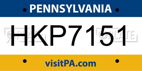 HKP7151 Pennsylvania License Plate