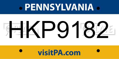 HKP9182 Pennsylvania License Plate