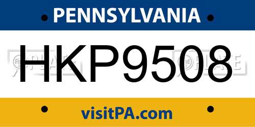HKP9508 Pennsylvania License Plate