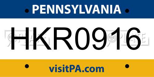 HKR0916 Pennsylvania License Plate