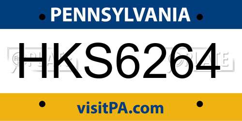 HKS6264 Pennsylvania License Plate