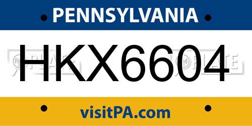 HKX6604 Pennsylvania License Plate
