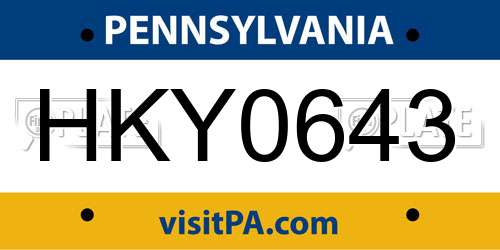 HKY0643 Pennsylvania License Plate