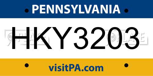 HKY3203 Pennsylvania License Plate