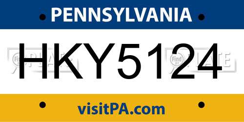 HKY5124 Pennsylvania License Plate