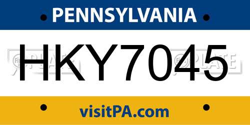 HKY7045 Pennsylvania License Plate