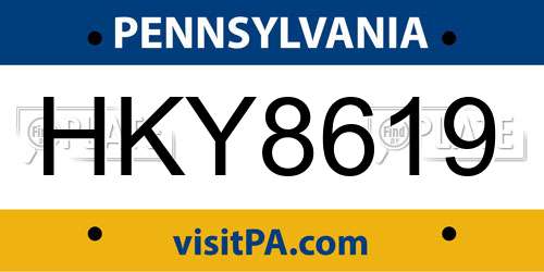 HKY8619 Pennsylvania License Plate