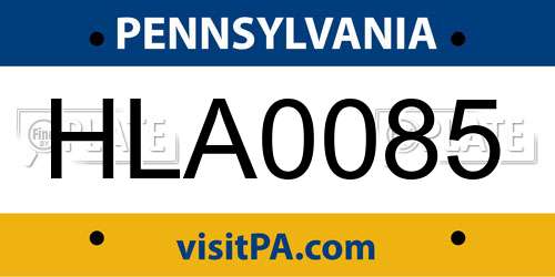 HLA0085 Pennsylvania License Plate